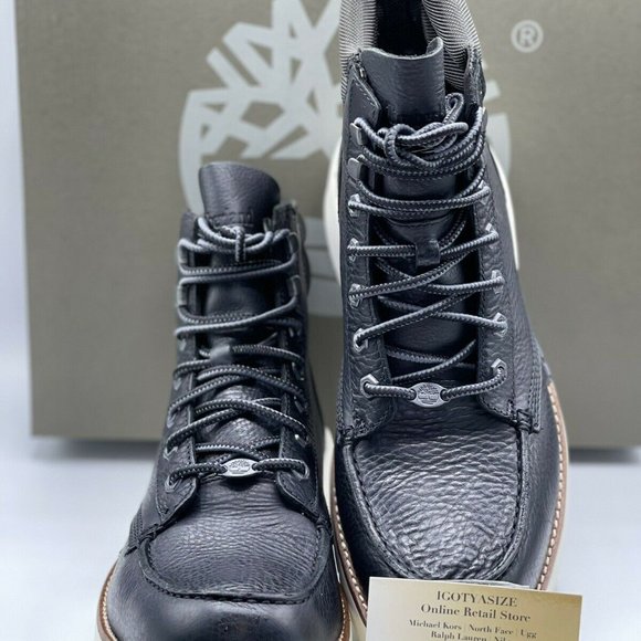 TIMBERLAND M.T.C.R MOC TOE BLACK LEATHER SNEAKER BOOTS [A27VE763] - Picture 8 of 12